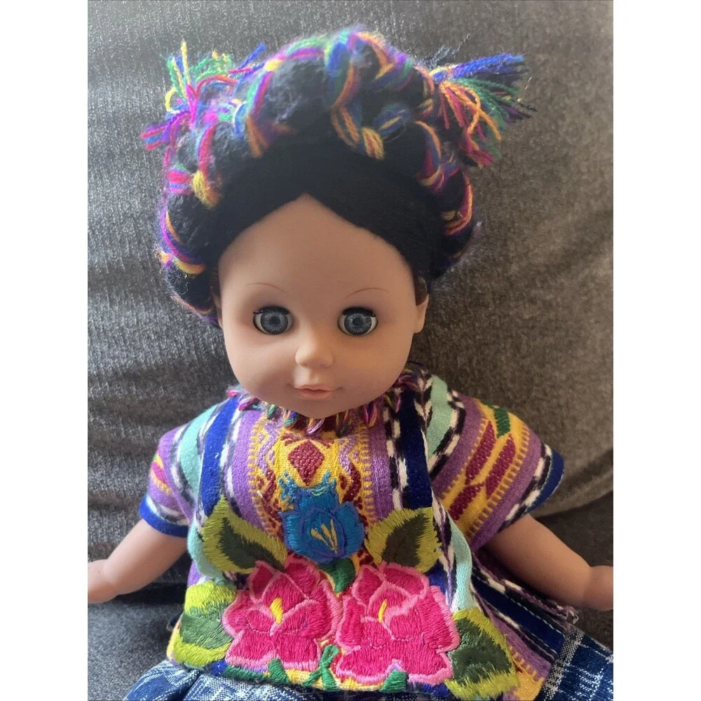 Unbranded Guatemalan Folk Art Doll Kids 12 Inch Multicolor‎ Traditional Dress